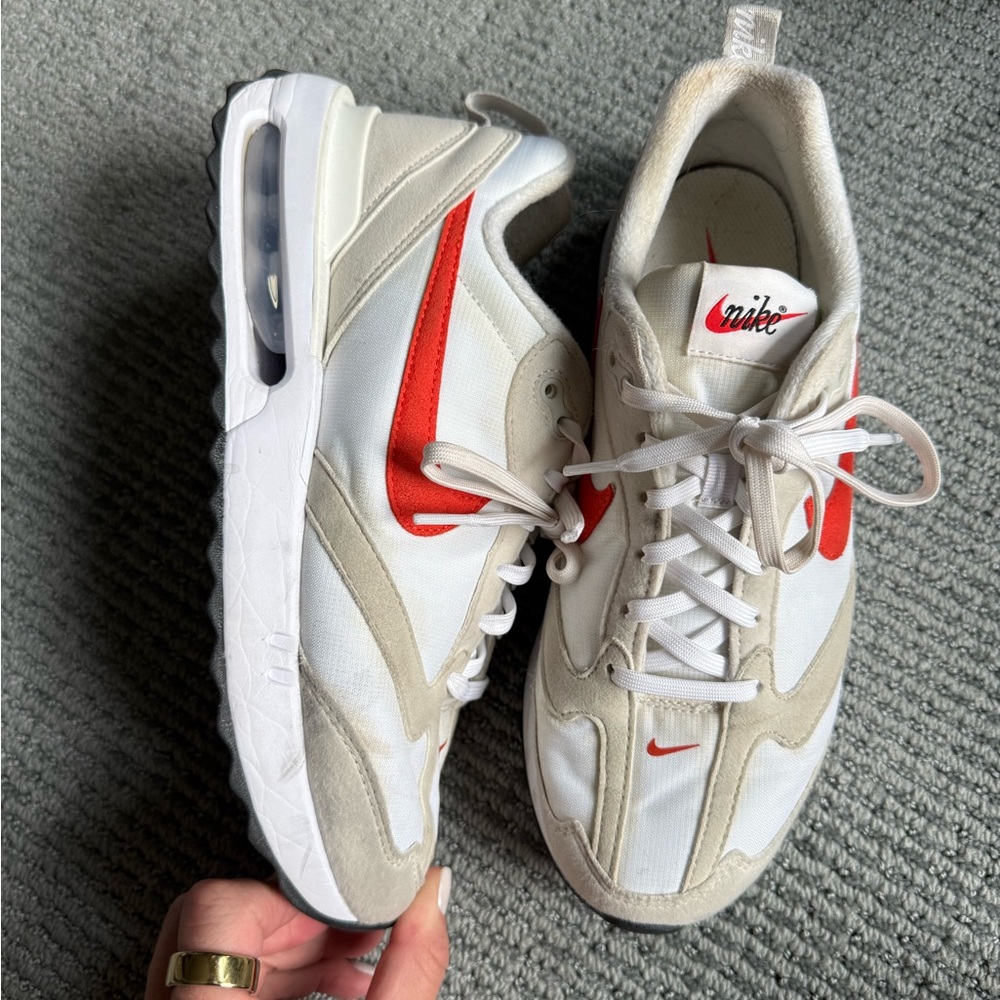 Nike Air Max White and Red Shoes